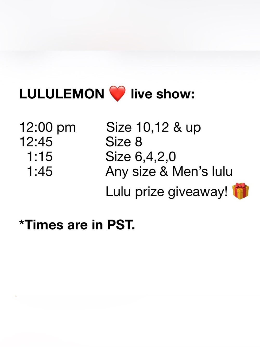 Schedule for LIVE Show!